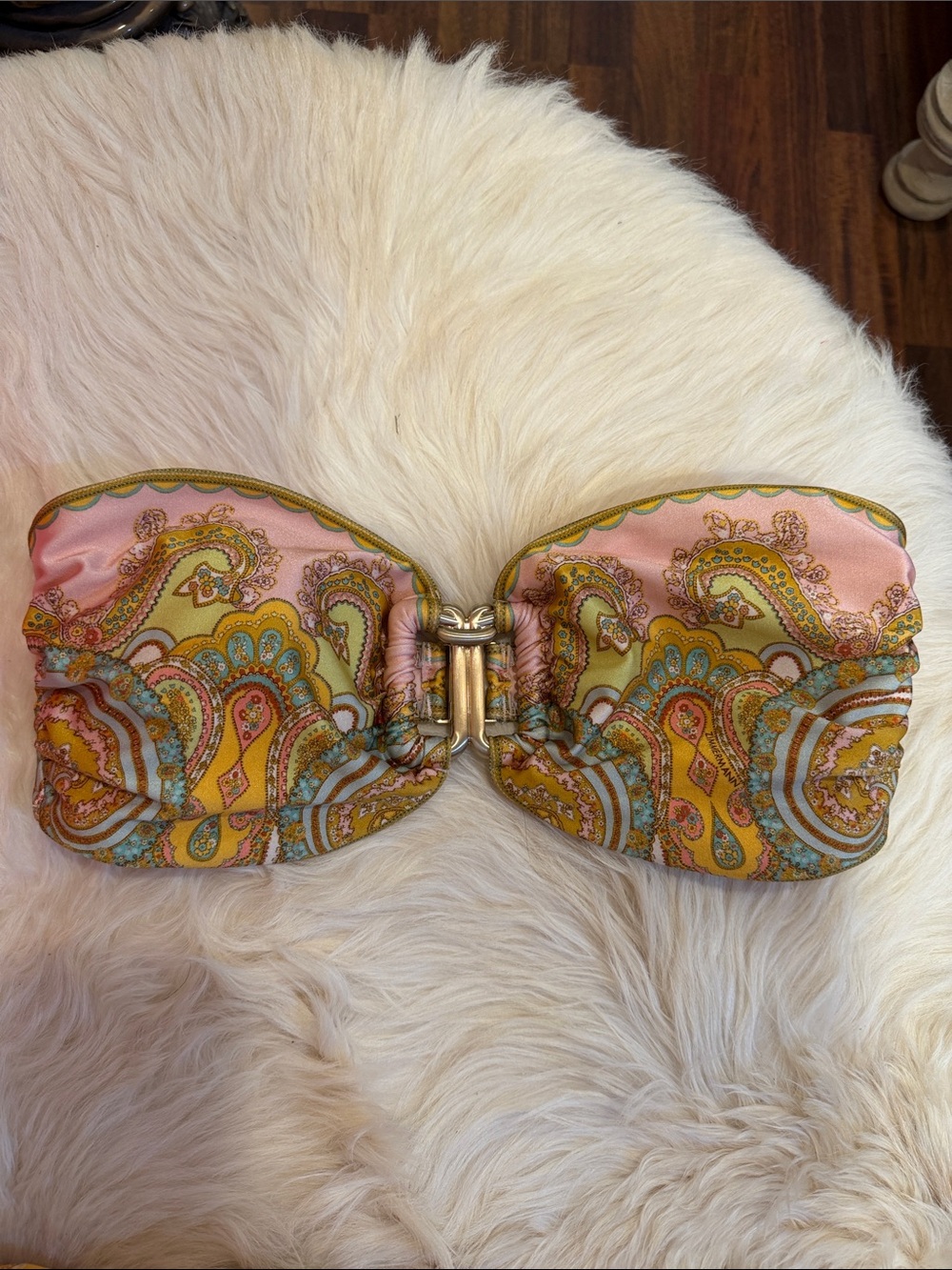 Zimmermann Pink, Gold & Aqua Paisley Bandeau Bikini Set - Picture 13 of 15